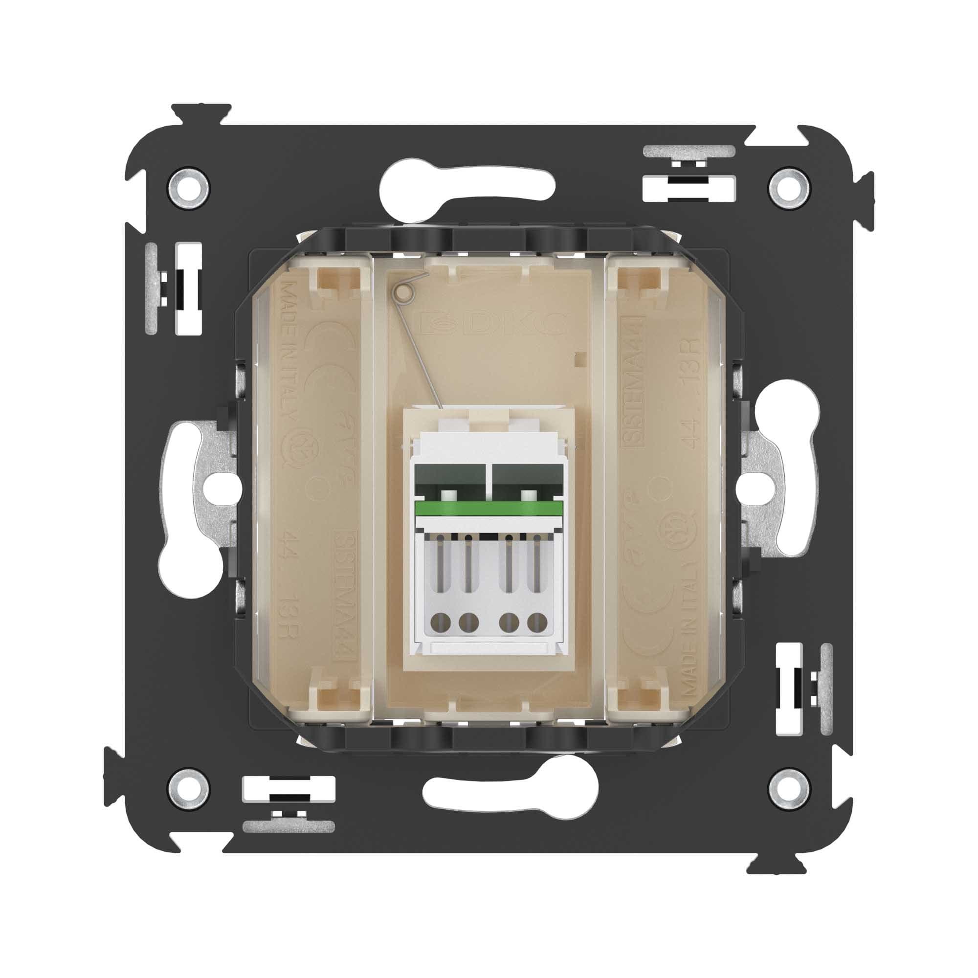 DKC Компьютерная розетка RJ-45 в стену, кат.6А одинарная, "Avanti", "Ванильная дымка" — миниатюра 3