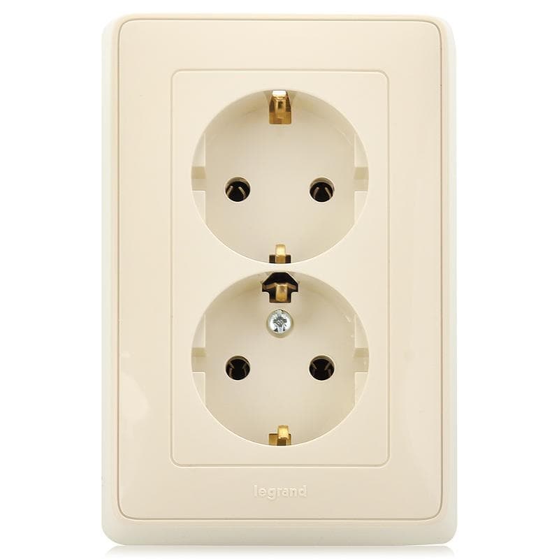 Legrand DIY Cariva Крем Розетка 2-ая с/з литая 695918 — миниатюра 2