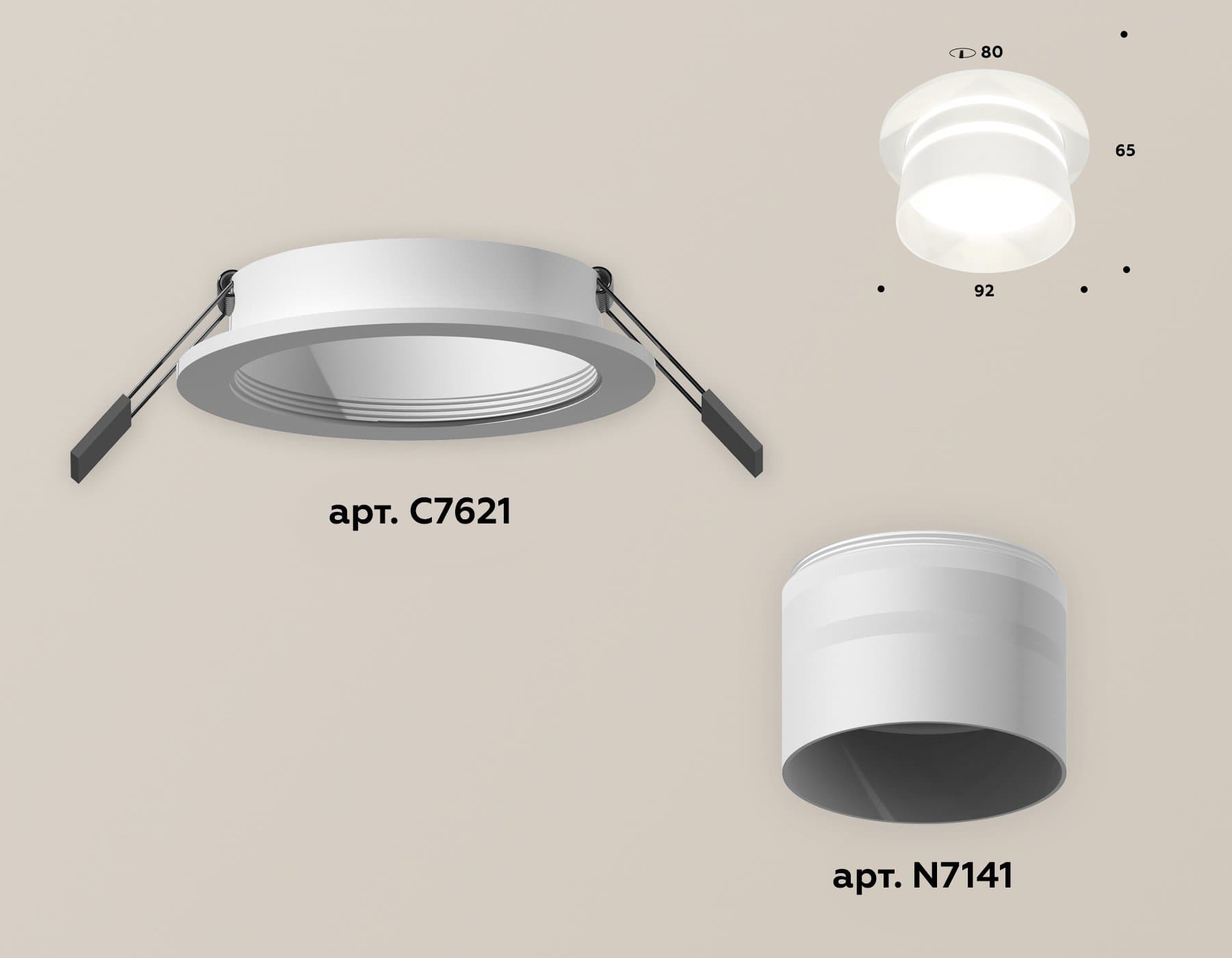 Ambrella Комплект встраиваемого светильника с акрилом XC7621042 SWH/FR белый песок/белый матовый MR16 GU5.3 (C7621, N7141) — миниатюра 2