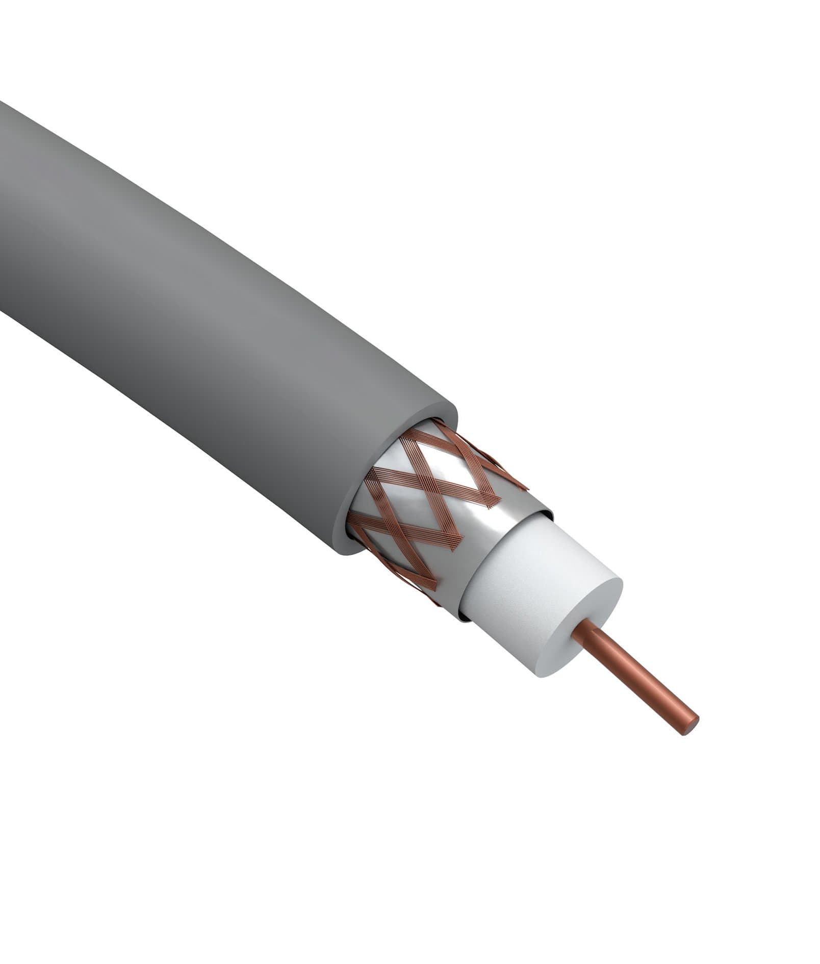 ЭРА R-64-HF100 Кабель коаксиальный RG-6U, 75 Ом, Cu/(оплётка Cu 64%), нг(А)HF, цвет серый, бухта 100 м