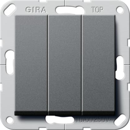 Gira S-55 Антрацит Выключатель Британский стандарт 3-х клавишный, вкл/откл. 283028