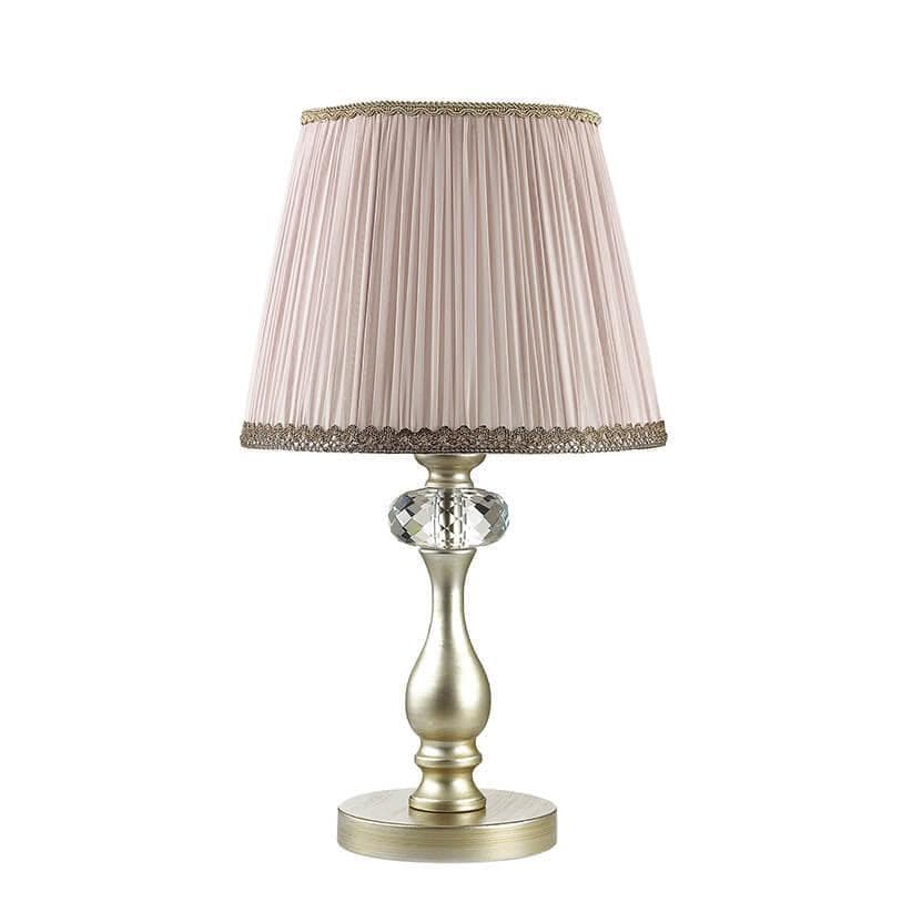 Odeon Light 3390/1T ODL17 538 мат.зол/серебр.патина/абажур ткань/хрусталь Настольная лампа E14 40W 220V AURELIA — миниатюра 1