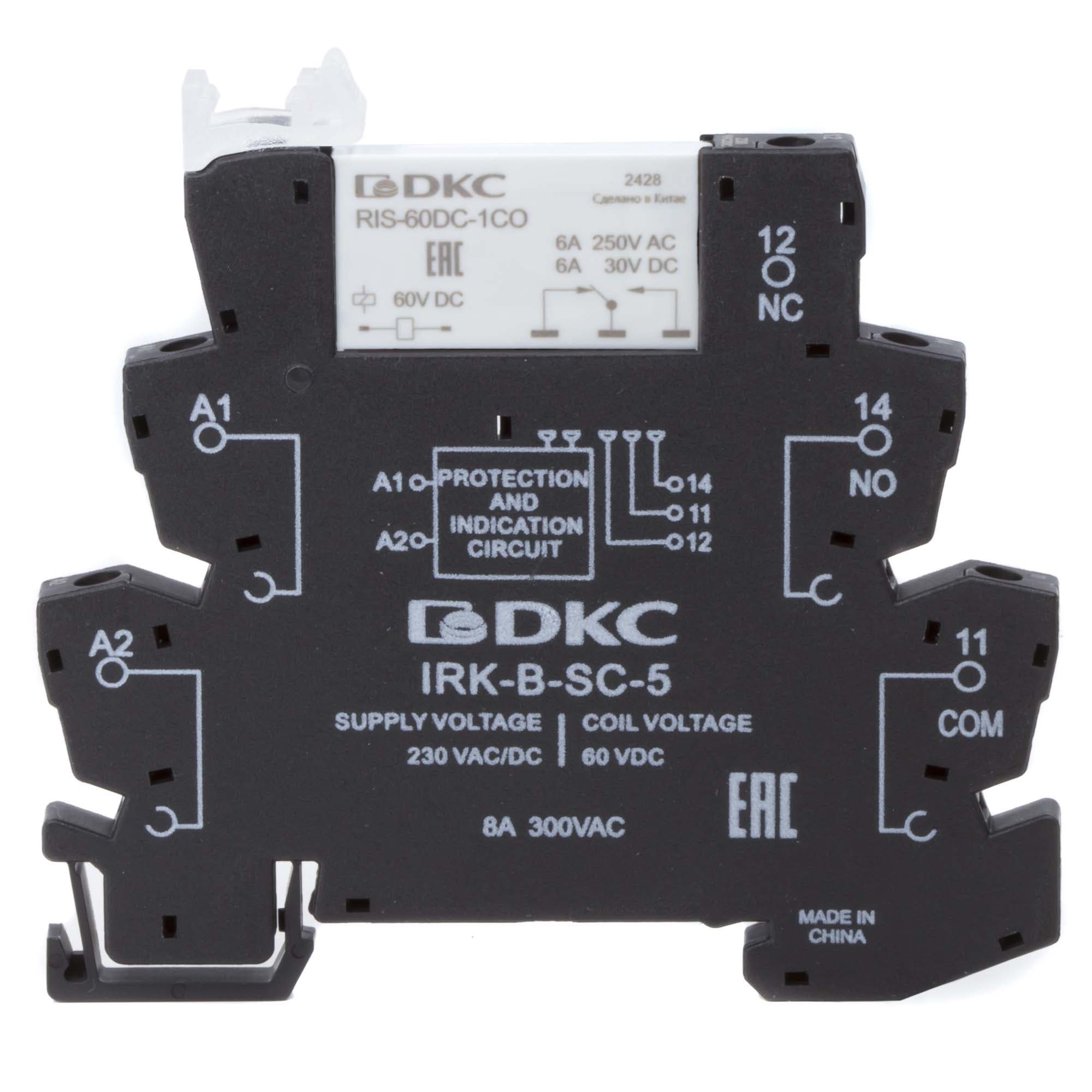 DKC Реле интерфейсное, 1CO, ком. ток 6А, AgSnO2, напряжение 230V AC/DC, винтовые клеммы. — миниатюра 1