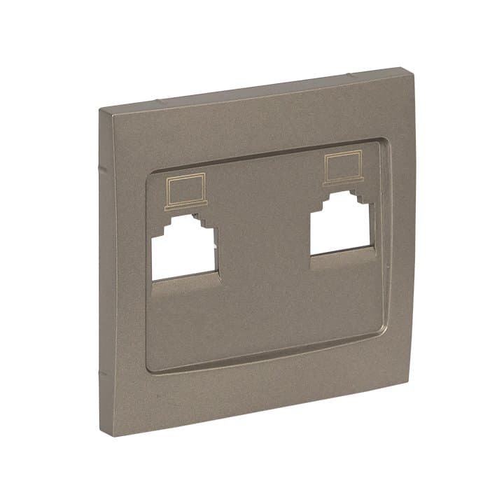 EKF PROxima Валенсия лицевая панель розетки RJ-45 2-местная кашемир — миниатюра 3