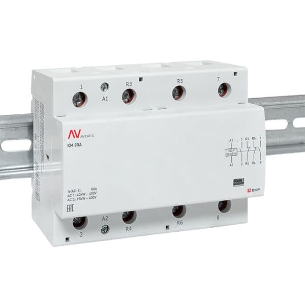 EKF Контактор модульный КМ 80А 2NO+2NC 230В АС (6 мод.) AVERES — миниатюра 2