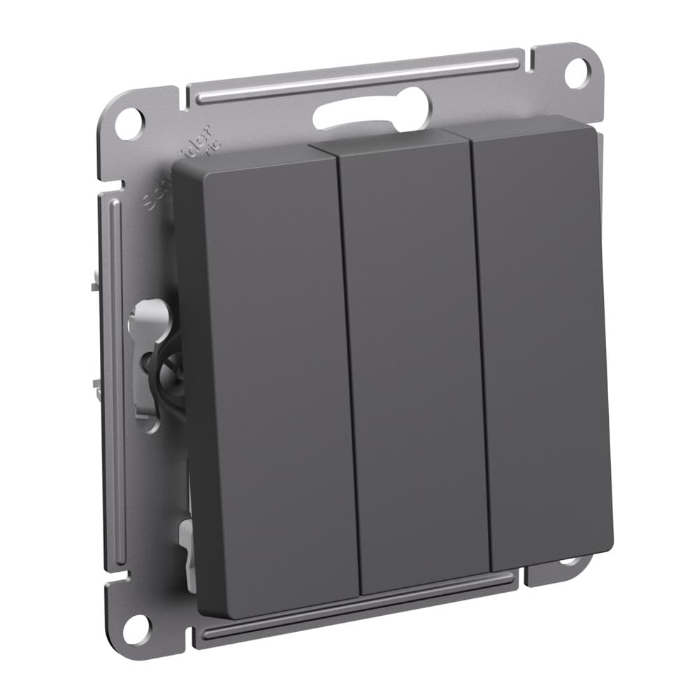 Systeme Electric AtlasDesign Базальт Выключатель 3-клавишный, сх.1+1+1, 10АХ, механизм