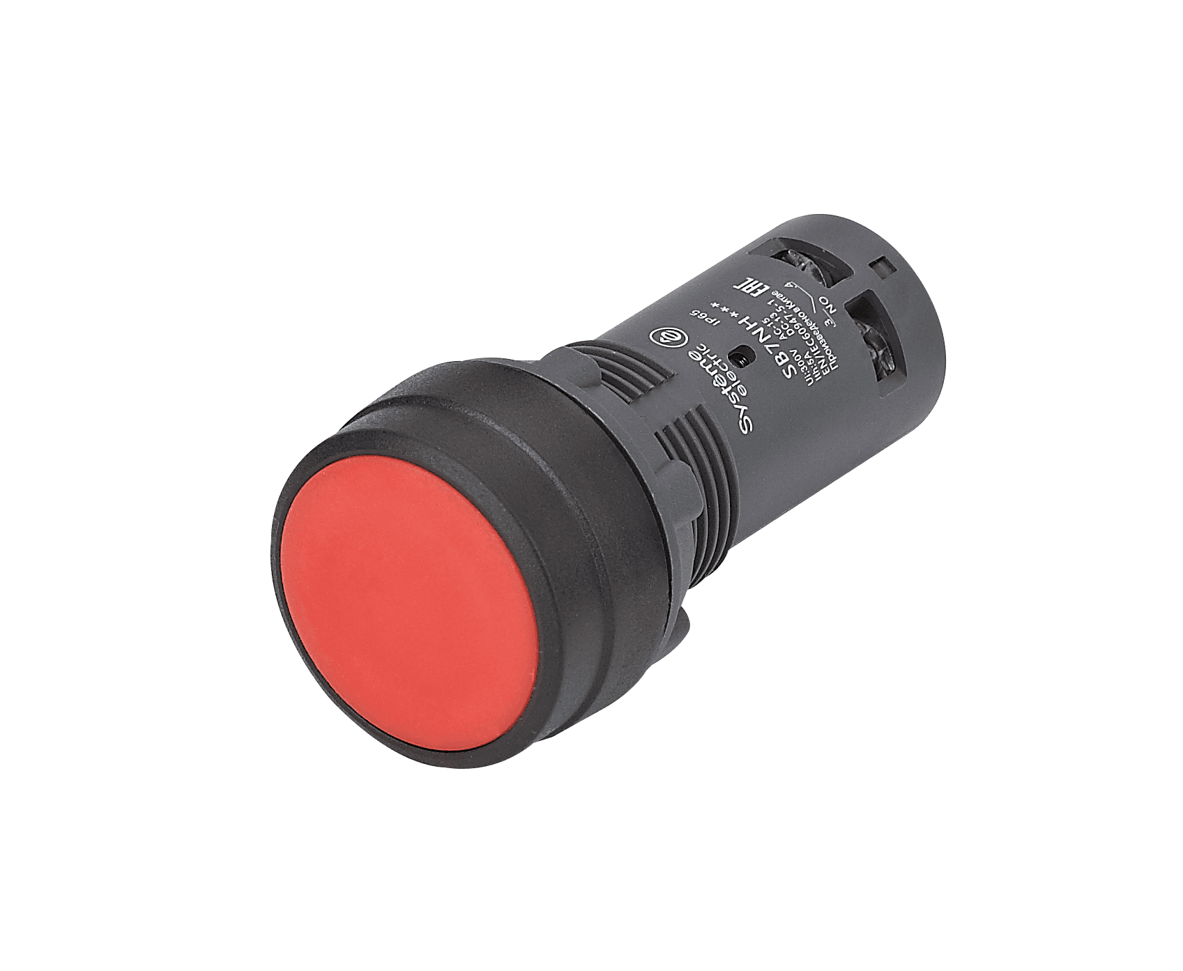 Systeme Electric Кнопка SB7 моноблочная 22мм красная с фиксацией, пластик, 1НЗ, IP65
