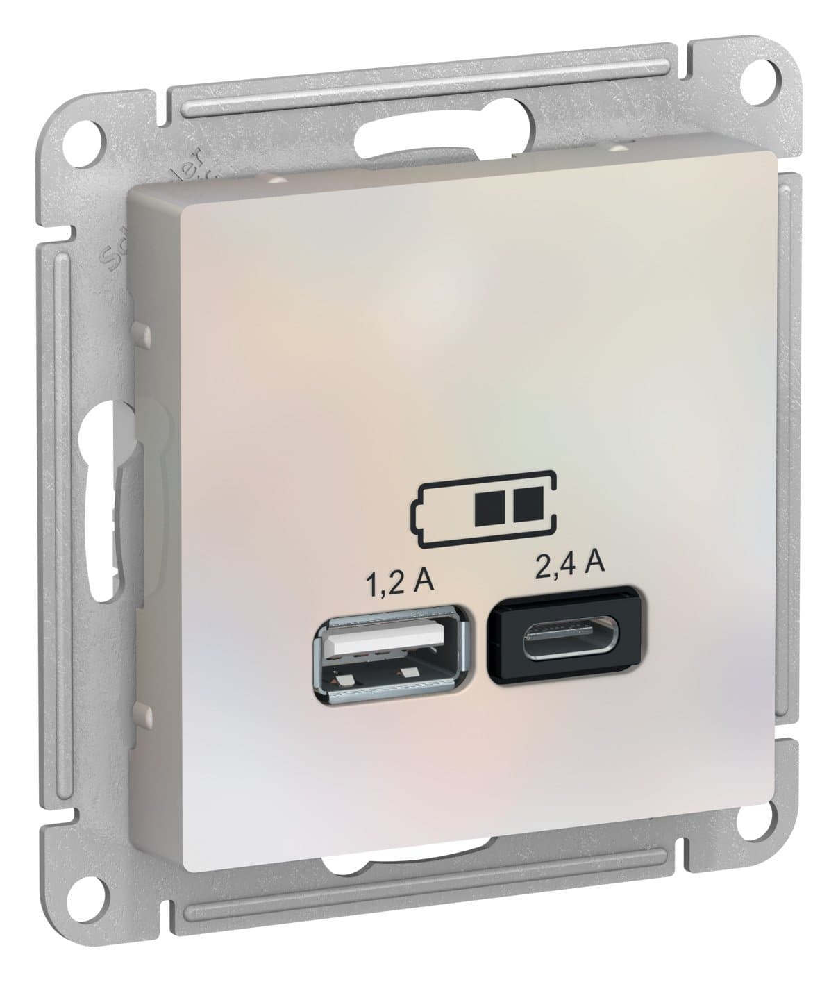 Systeme Electric AtlasDesign Жемчуг USB A+С, 5В/2,4А, 2х5В/1,2А, механизм — миниатюра 2