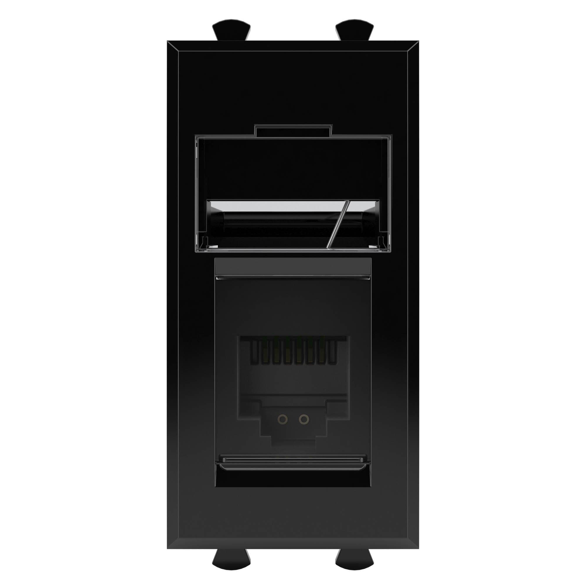 DKC Телефонная розетка RJ-12 модульная, "Avanti", "Черный квадрат", 1 модуль — миниатюра 2