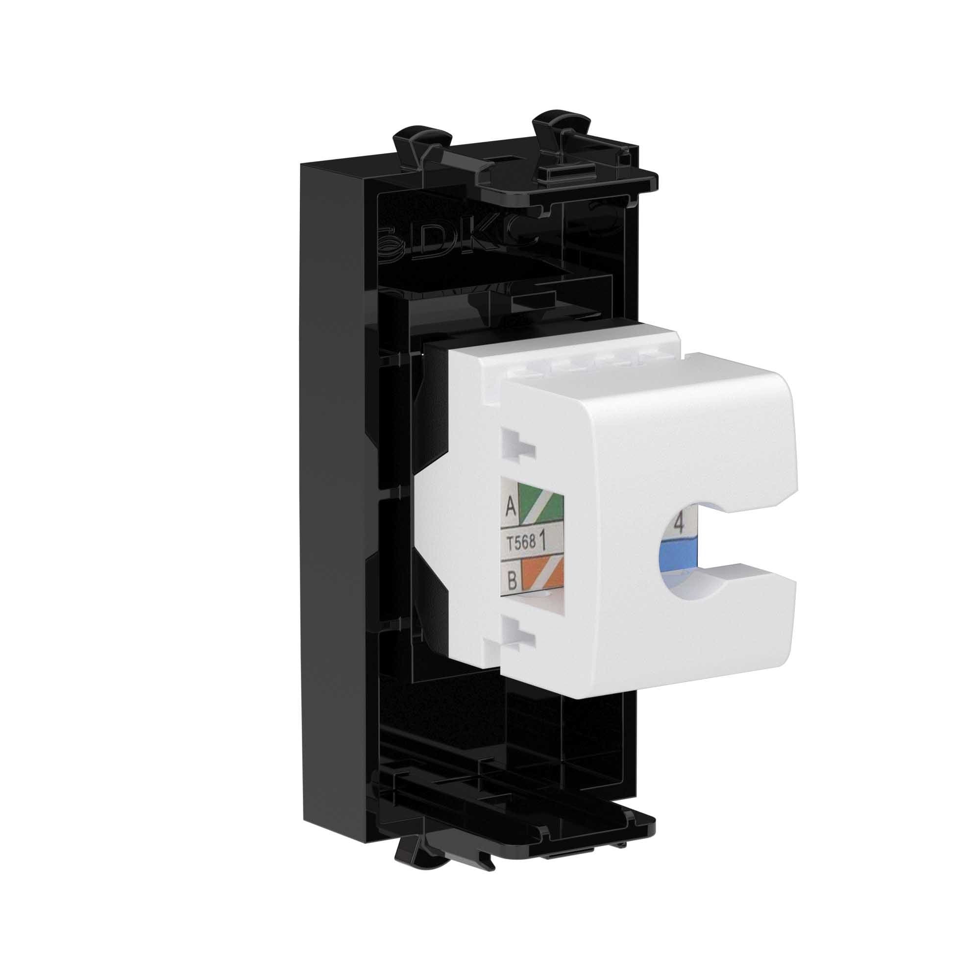DKC Компьютерная розетка RJ-45 без шторки модульная, кат.5е, "Avanti", "Черный квадрат", 1 модуль — миниатюра 3