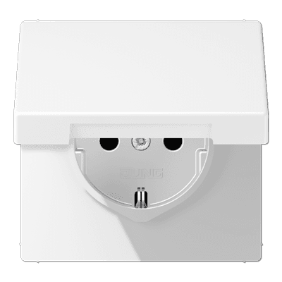 JUNG LS 990 Белый матовый Розетка с крышкой, винтовой зажим, SCHUKO LS1521KLWWM
