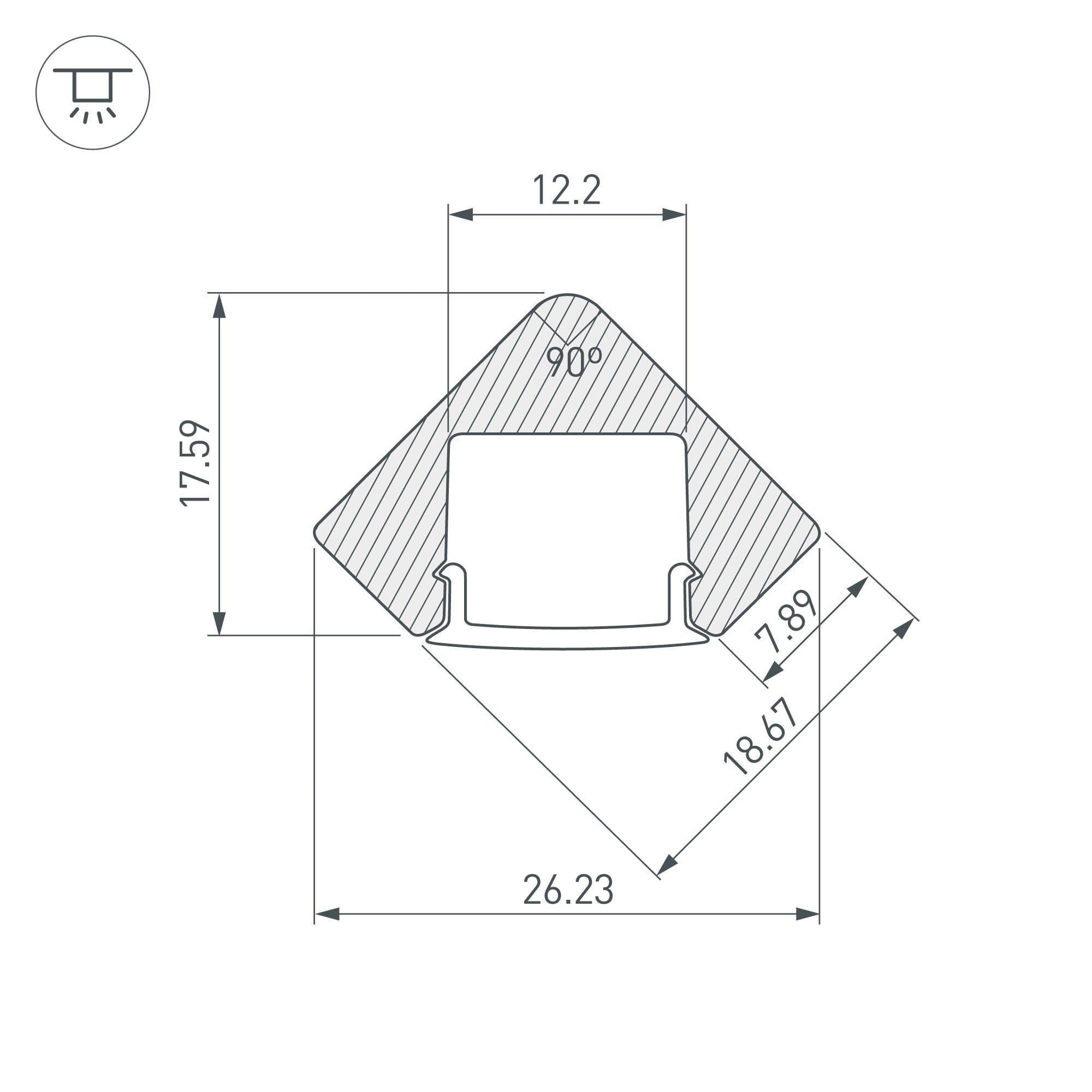 Arlight Профиль с экраном ALU-D45-2000 ANOD+FROST (Алюминий) 018252 — миниатюра 2
