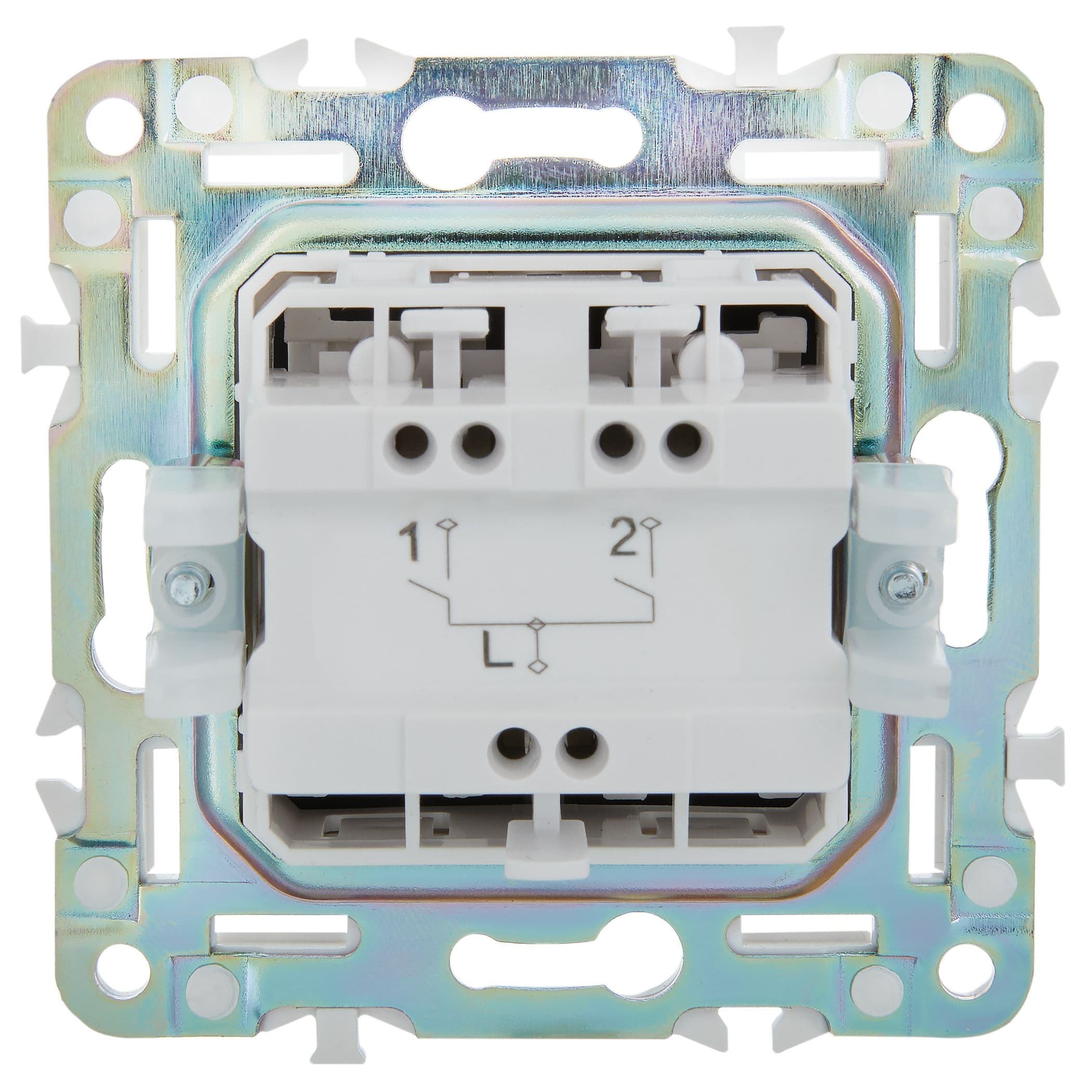 IEK SKANDY Песочный Выключатель 2-клавишный 10А SK-V04Sa — миниатюра 3