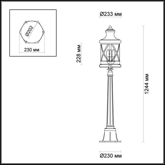 Odeon Light 4045/3F ODL18 709 черный/золотая патина Уличный светильник, 124см IP44 E14 3*60W 220V SATION — миниатюра 3