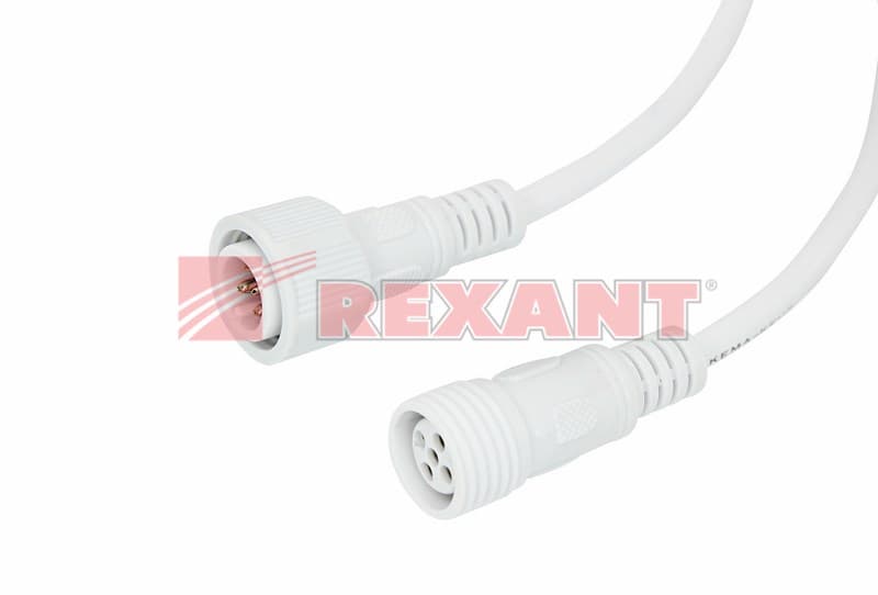 Соединительный кабель (5pin) герметичный (IP67) 5х0.5мм² 300V белый Rexant 11-9450 — миниатюра 2