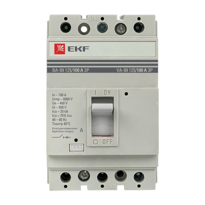 EKF PROxima Автоматический выключатель ВА-99 125/100А 3P 25кА mccb99-125-100 — миниатюра 2
