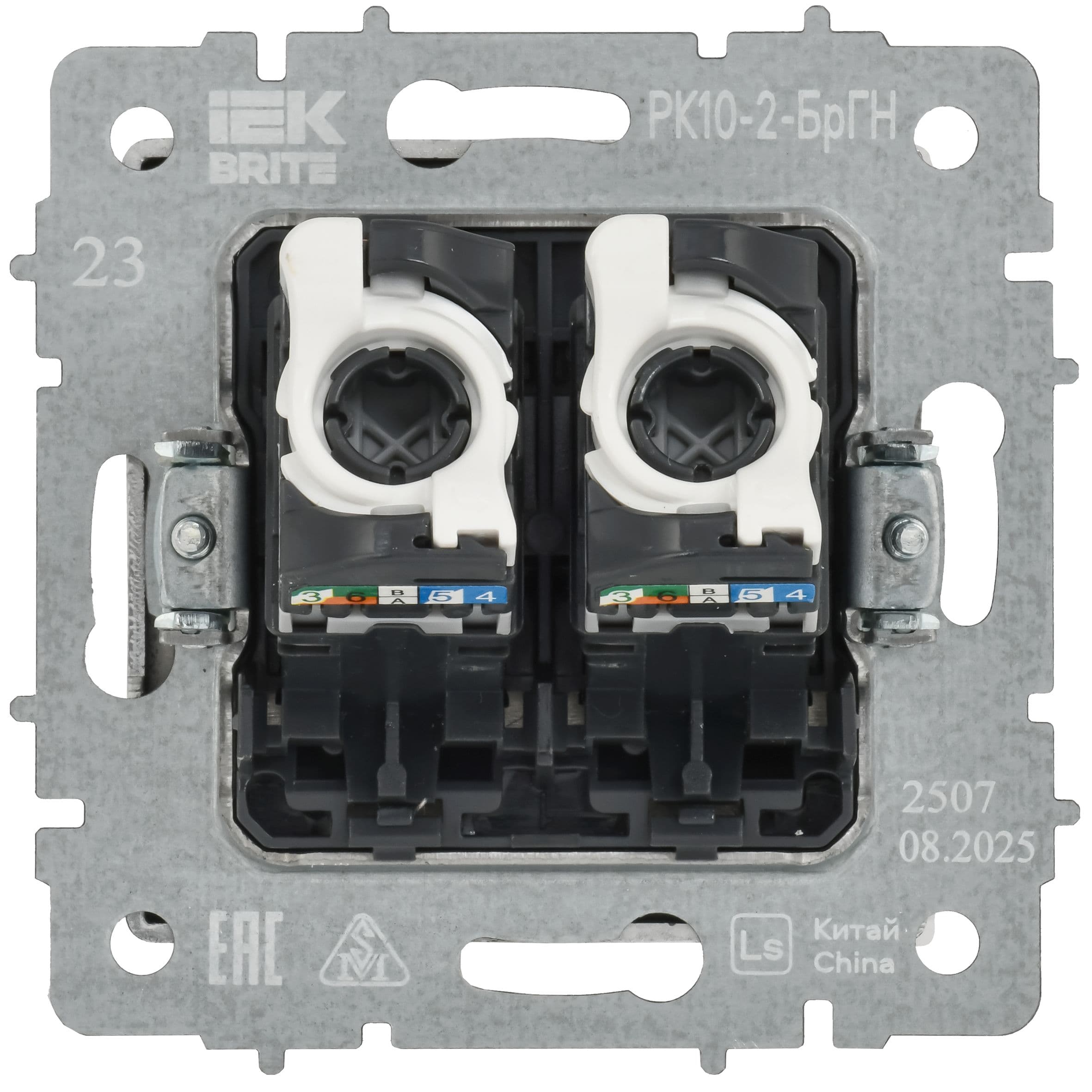 IEK BRITE Металл Хром/никель Роз. комп. 2-ая RJ45 кат.5E РК10-2-БрГН — миниатюра 3