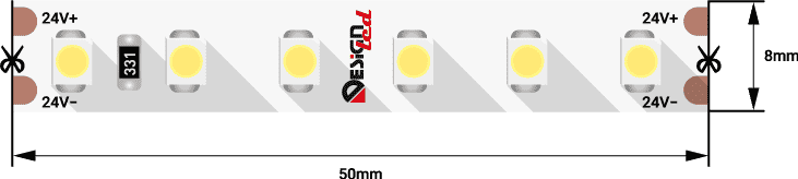 DesignLed Лента светодиодная LUX, 3528, 120 LED/м, 9,6 Вт/м, 24В, IP33, Нейтральный белый (4000K) 002764 00-00002764