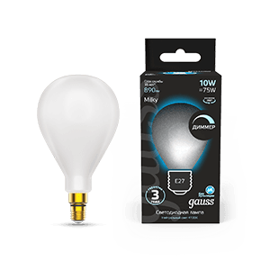 Gauss Лампа Filament А160 10W 890lm 4100К Е27 milky диммируемая LED 179202210-D — миниатюра 1