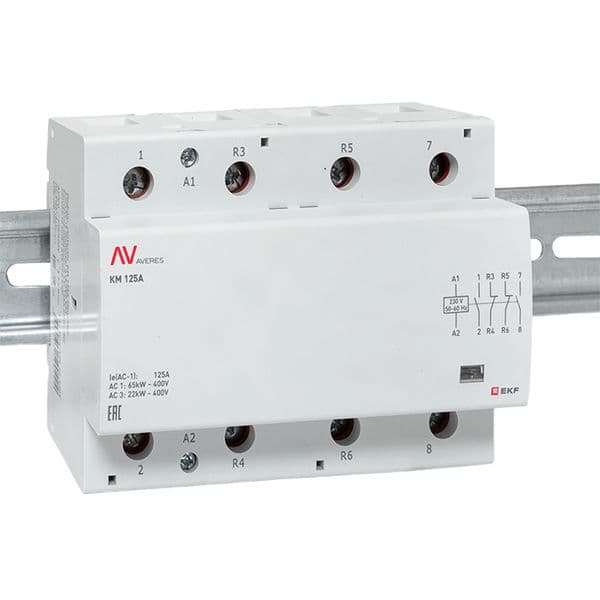 EKF Контактор модульный КМ 125А 2NO+2NC 230В АС (6 мод.) AVERES — миниатюра 2