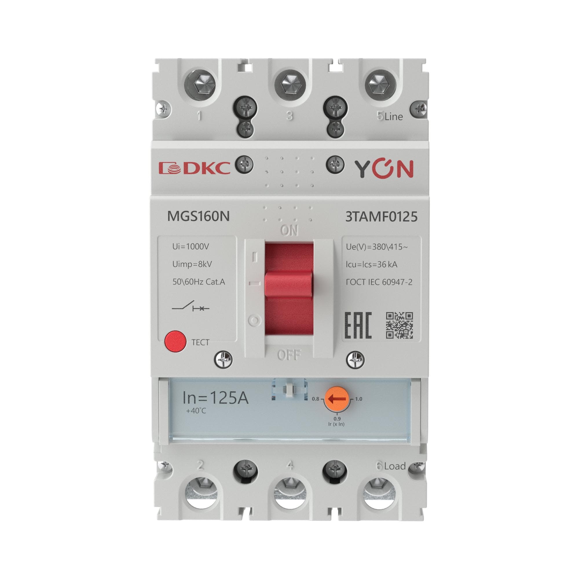 DKC Авт. выкл. YON MGS160 3P 100-125A 36kA — миниатюра 2