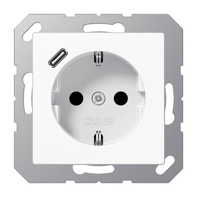 JUNG Розетка SCHUKO® с USB-зарядным устройством, тип С термопласт белый A1520-18CWW