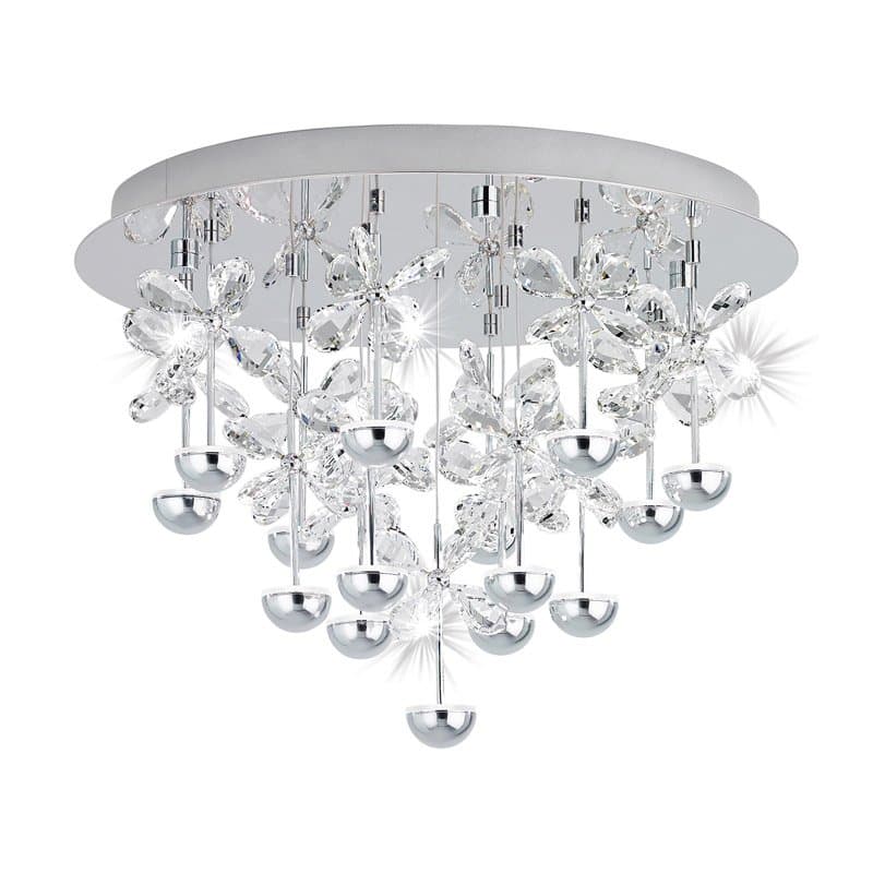 Eglo Люстра LED PIANOPOLI с димм., 15х1,8W(LED), Ø500, H365, нерж. сталь, хром/хрусталь, прозрачный 39245
