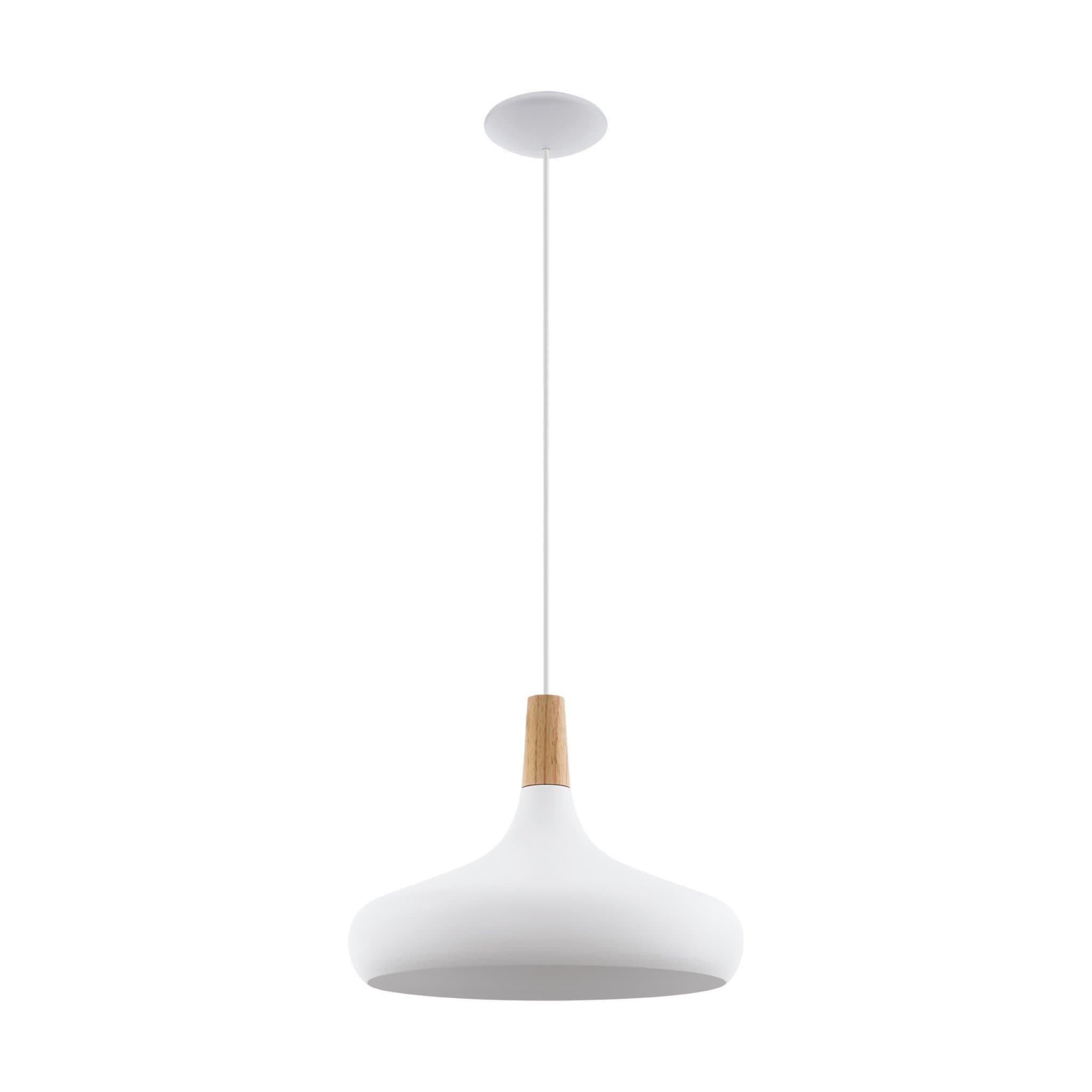 Eglo 96983 Подвес SABINAR, 1х60W (E27), Ø400, сталь, белый/дерево, коричневый