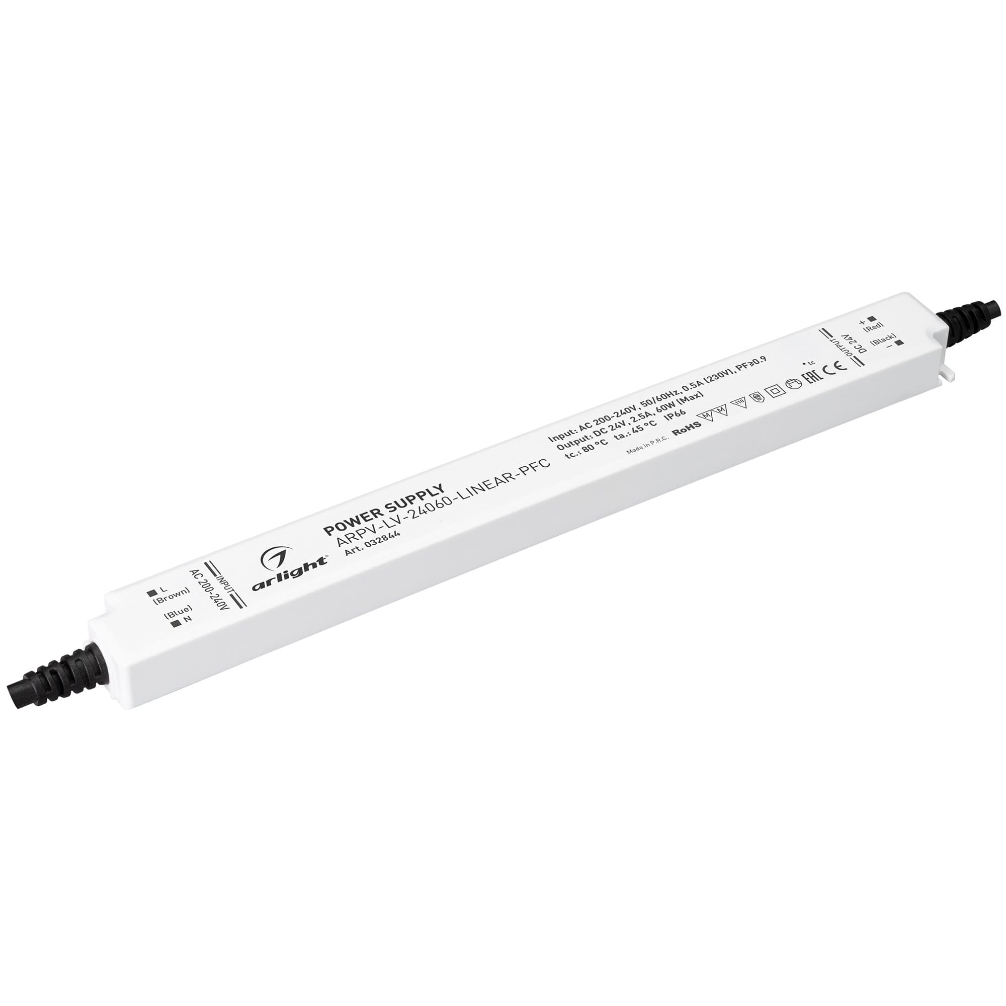 Arlight Блок питания ARPV-LV-24060-LINEAR-PFC (24V, 2.5A, 60W) (IP66 Пластик, 3 года) 032844
