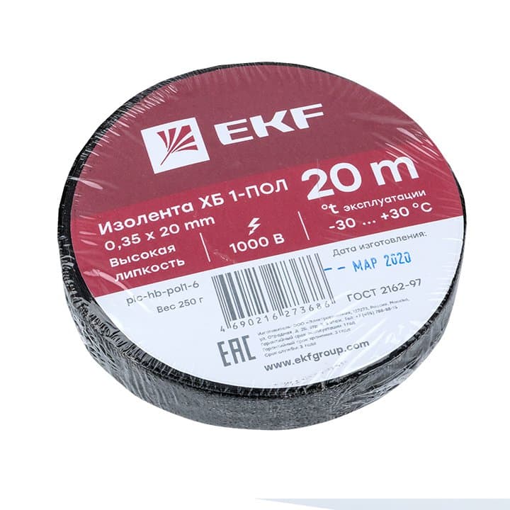 EKF PROxima Изолента ХБ 1-ПОЛ 20мм/20м (250г) — миниатюра 3