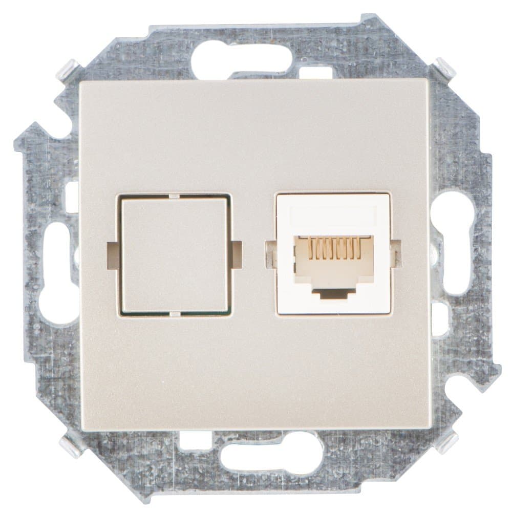 Simon 15 Шампань Розетка компьютерная 1-ая RJ45 кат.5е 1591598-034