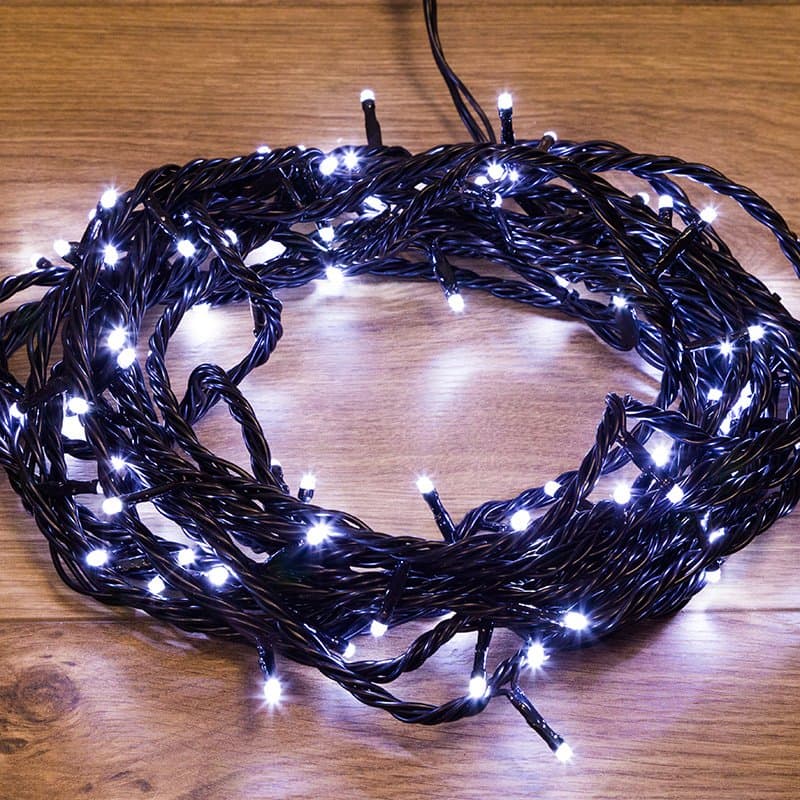 NEON-NIGHT Гирлянда "Твинкл Лайт" 10 м, черный ПВХ, 100 диодов, цвет белый 303-135 — миниатюра 1