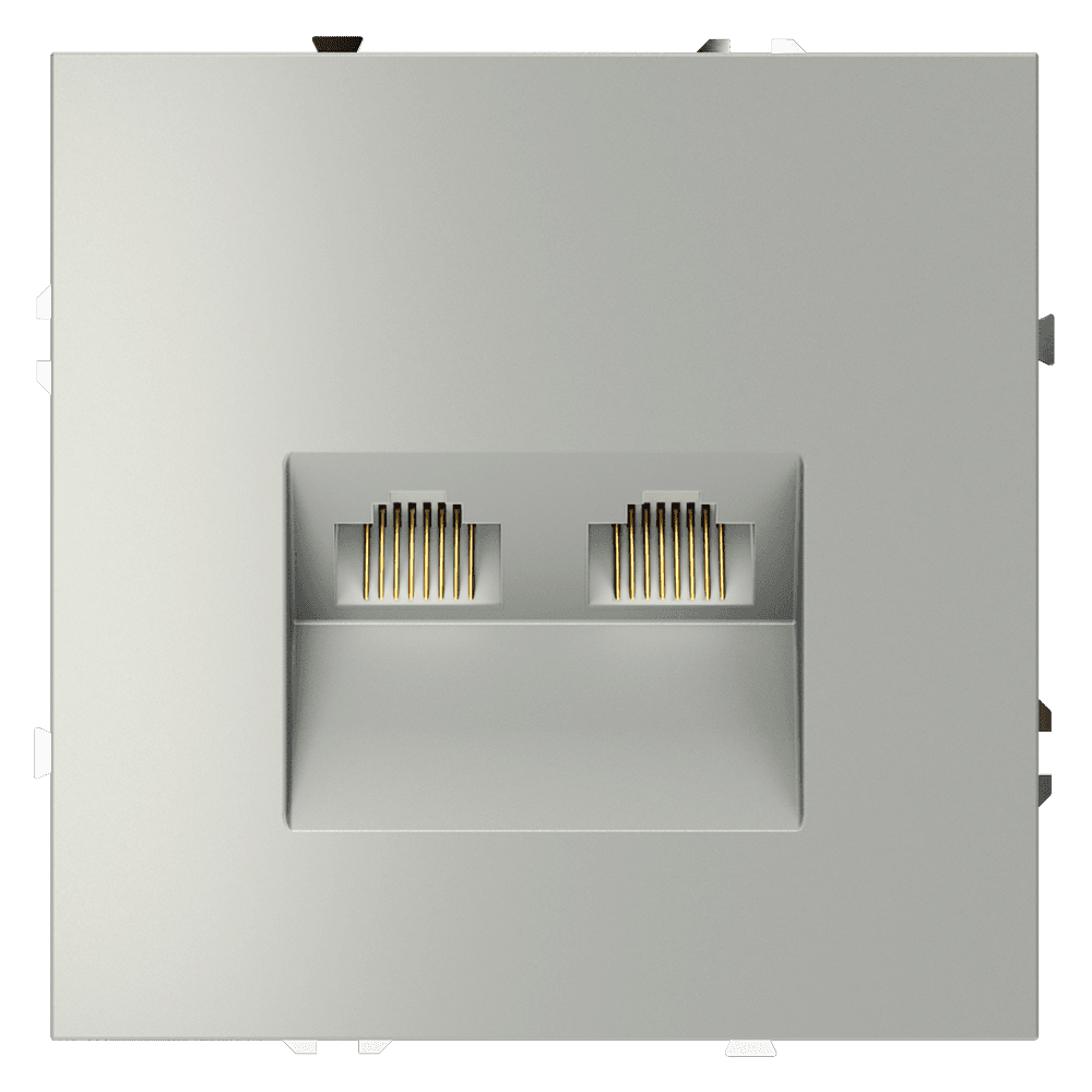 Voltum S70 Сталь Розетка компьютерная 2-ая RJ45+RJ45 кат.6