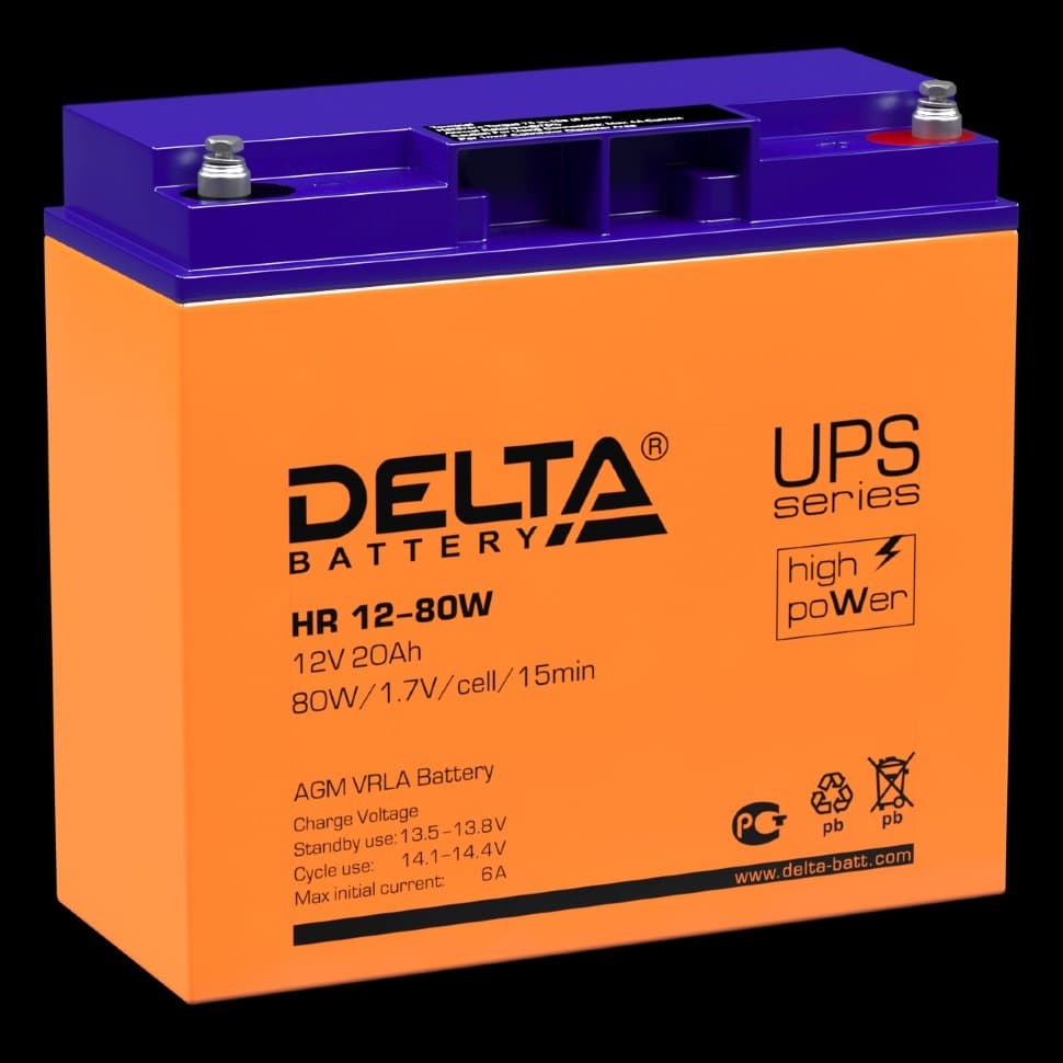 Delta Аккумуляторная батарея HR 12-80 W 12В/20Ач