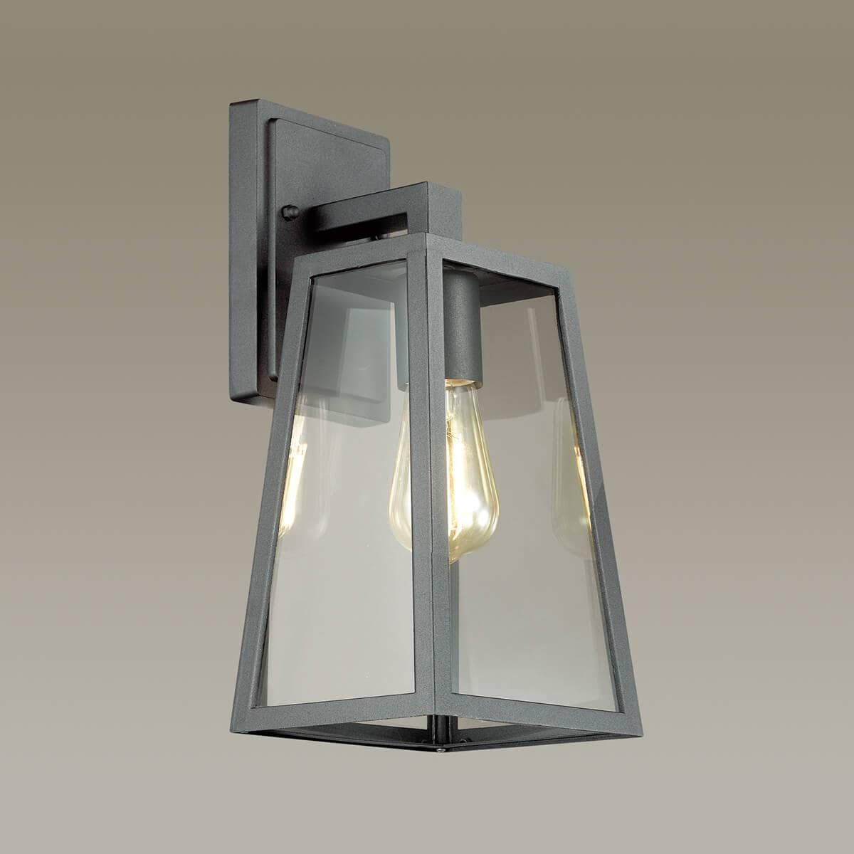 Odeon Light 4169/1W ODL19 693 черный/прозрачный Уличный настенный светильник IP43 E27 1*60W CLOD — миниатюра 2