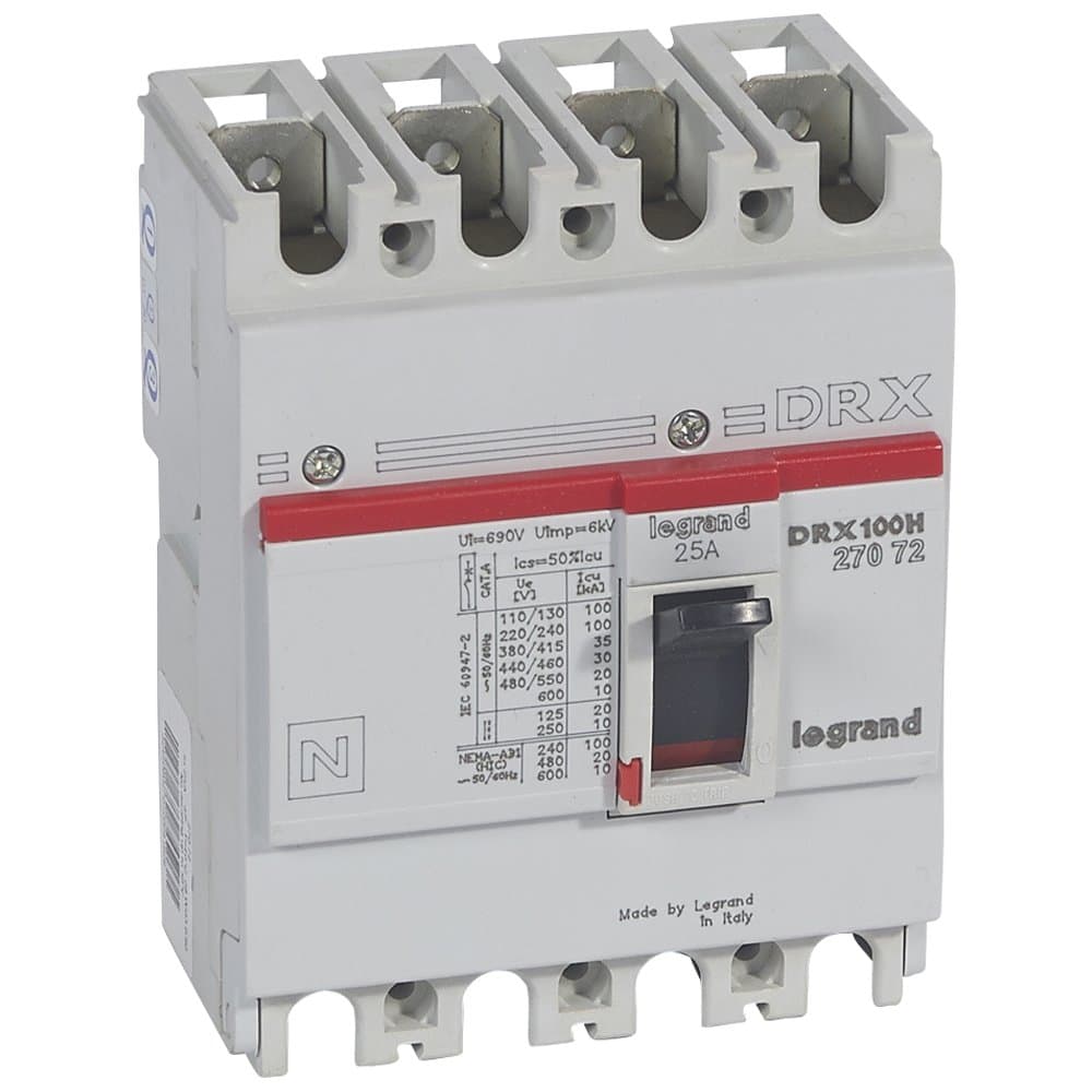 Legrand DRX125 термомагнитный 25A 4П 36KA 027072
