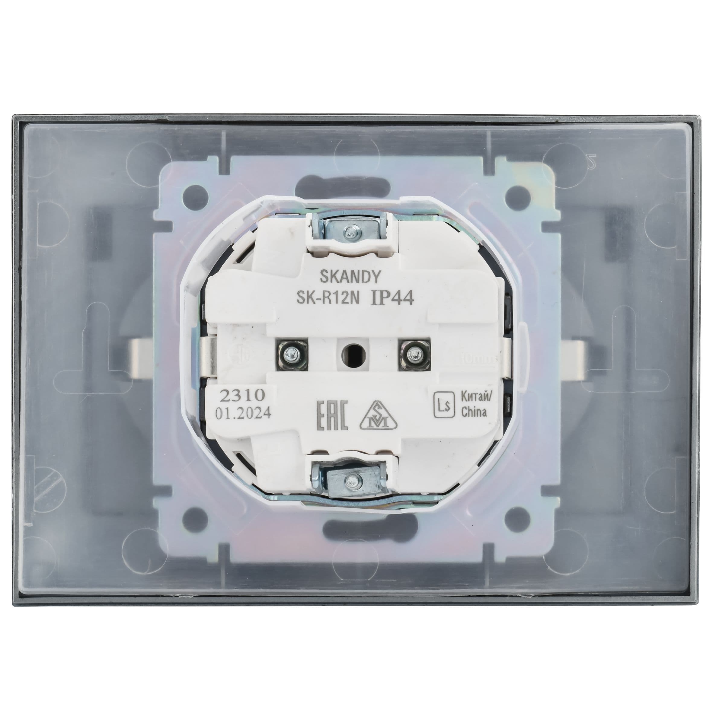 IEK SKANDY Никель Розетка 2-ая с/з с крышкой 16А в сборе IP44 SK-R12N — миниатюра 5