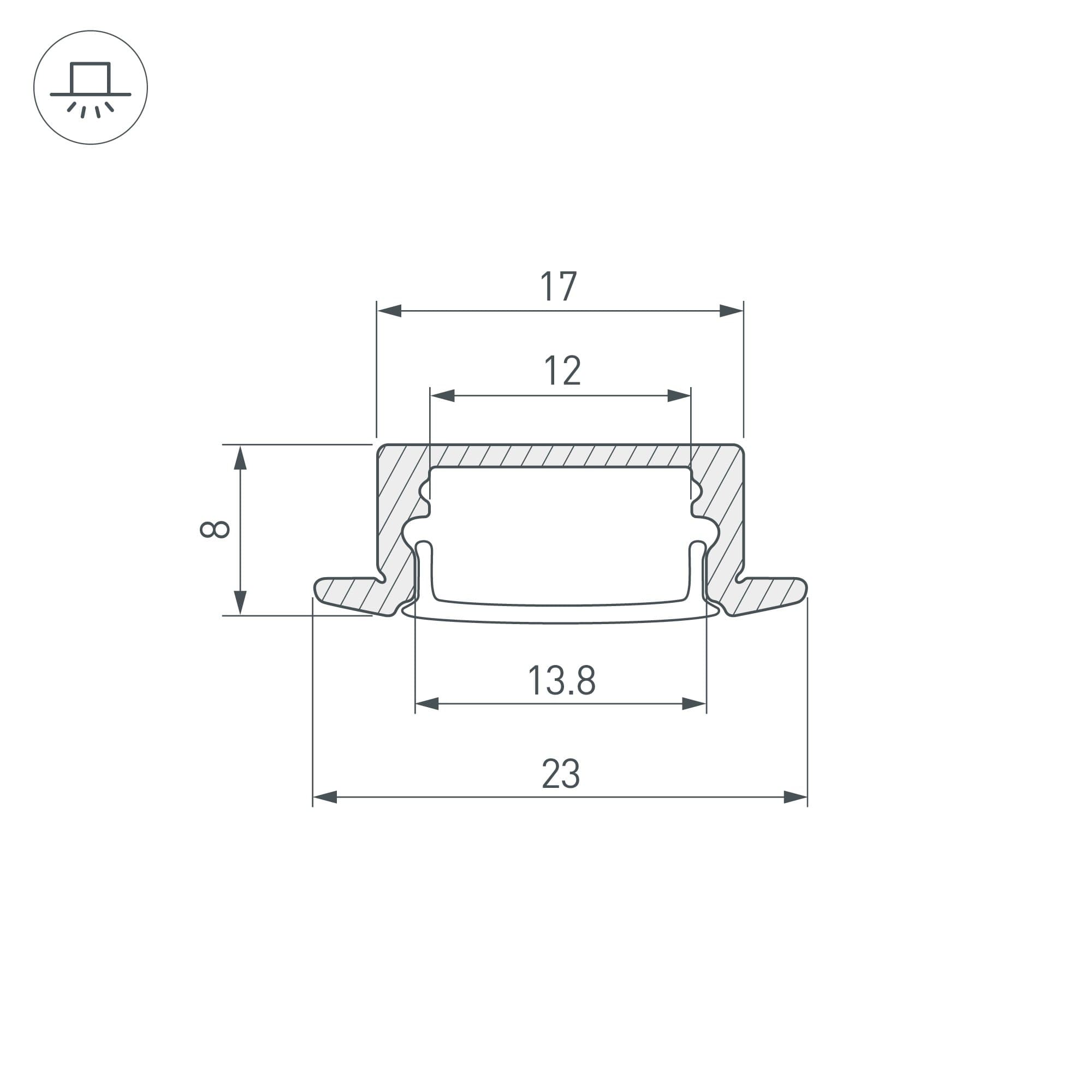 Arlight Профиль LINE-2308-F-2000 ANOD OLIVE GREY (Алюминий) 038440 — миниатюра 2