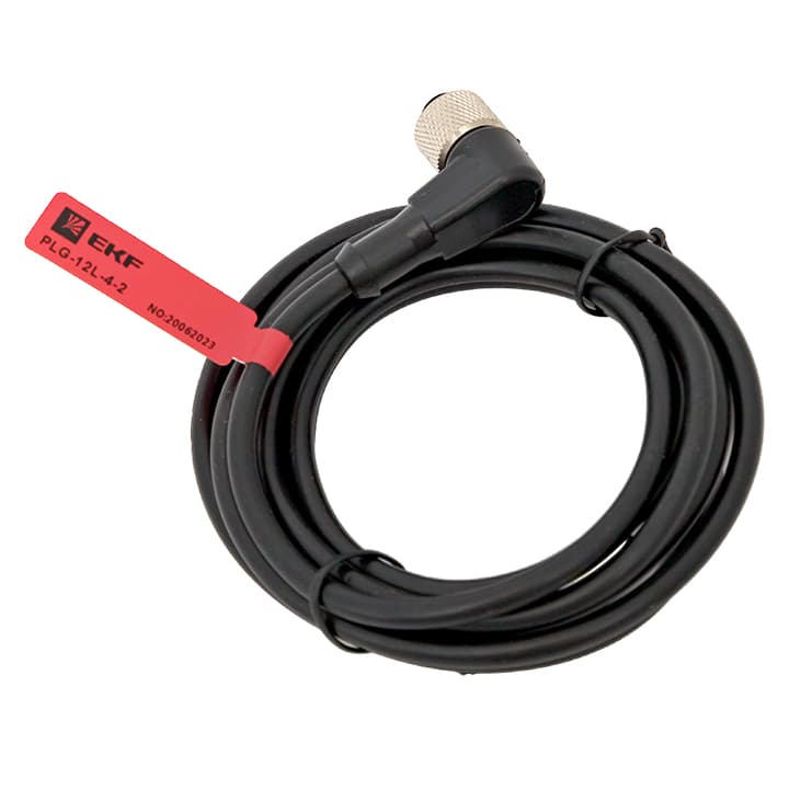 EKF Кабель-разъем М12 4-PIN угловой PLG-12L-4-2