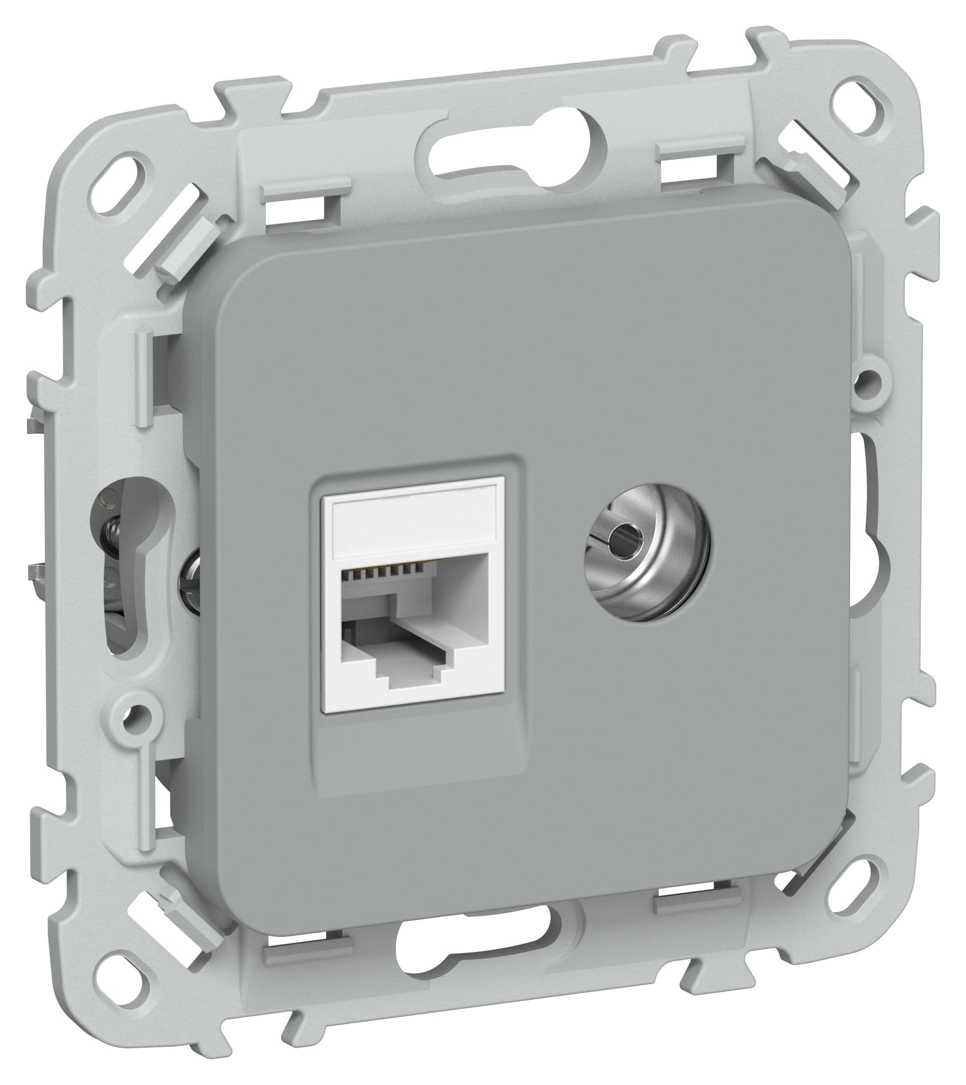 IEK FLITE Серый Розетка 2-местная RJ45/TV категория 5Е UTP — миниатюра 1