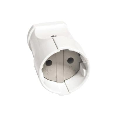TDM Кабельная розетка 2П б/з с з/ш 10А 250B белая SQ1806-0029 — миниатюра 2