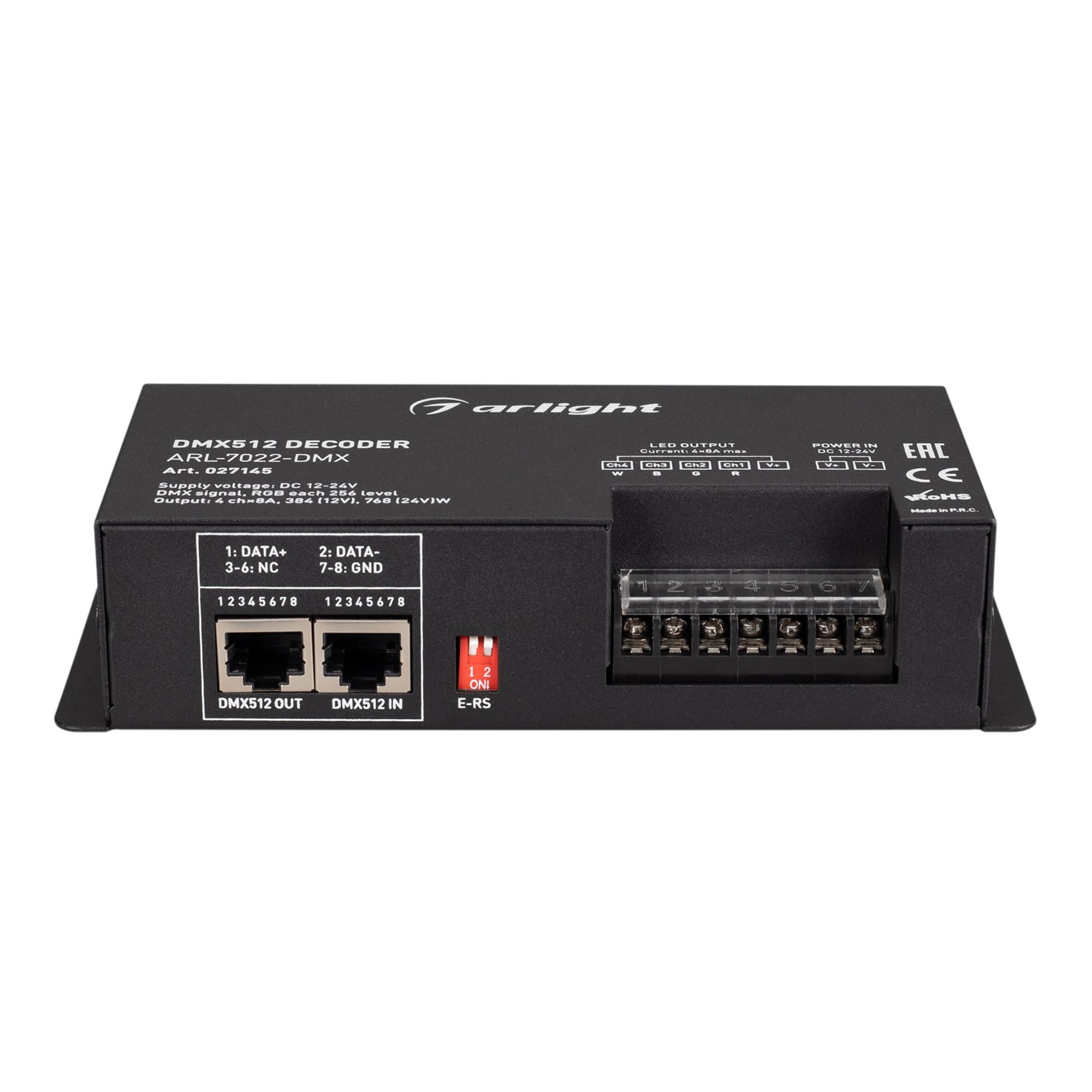 Arlight Декодер ARL-7022-DMX (12-24V, 4x8A, DMX512, XLR3) (IP20 Металл, 3 года) 027145 — миниатюра 2