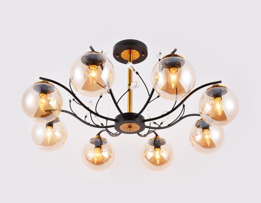 Ambrella Подвесная люстра TR9076/8 BK/TI черный/янтарь E14 max 40W D850*420 — миниатюра 4