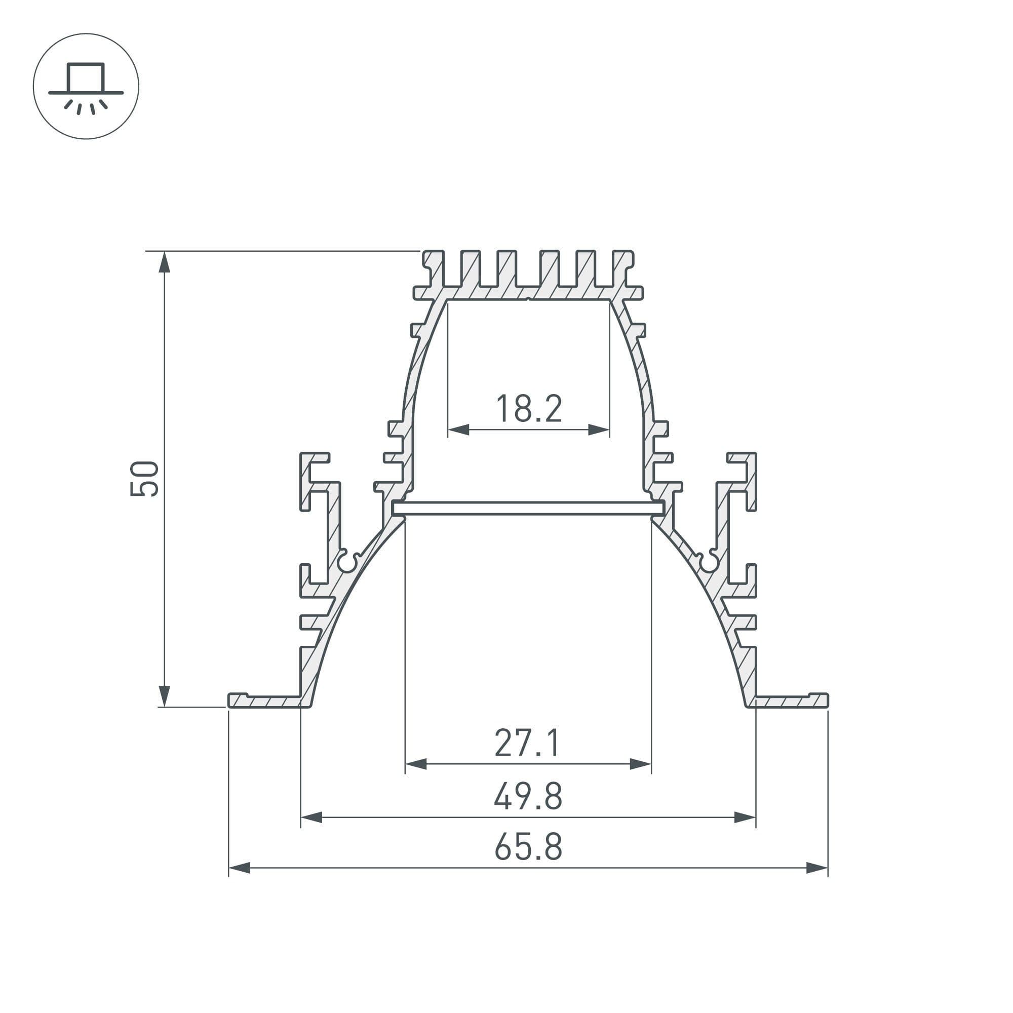 Arlight Профиль ARH-LINE-6650-F-COMFORT-2000 ANOD (Алюминий) 036351 — миниатюра 2