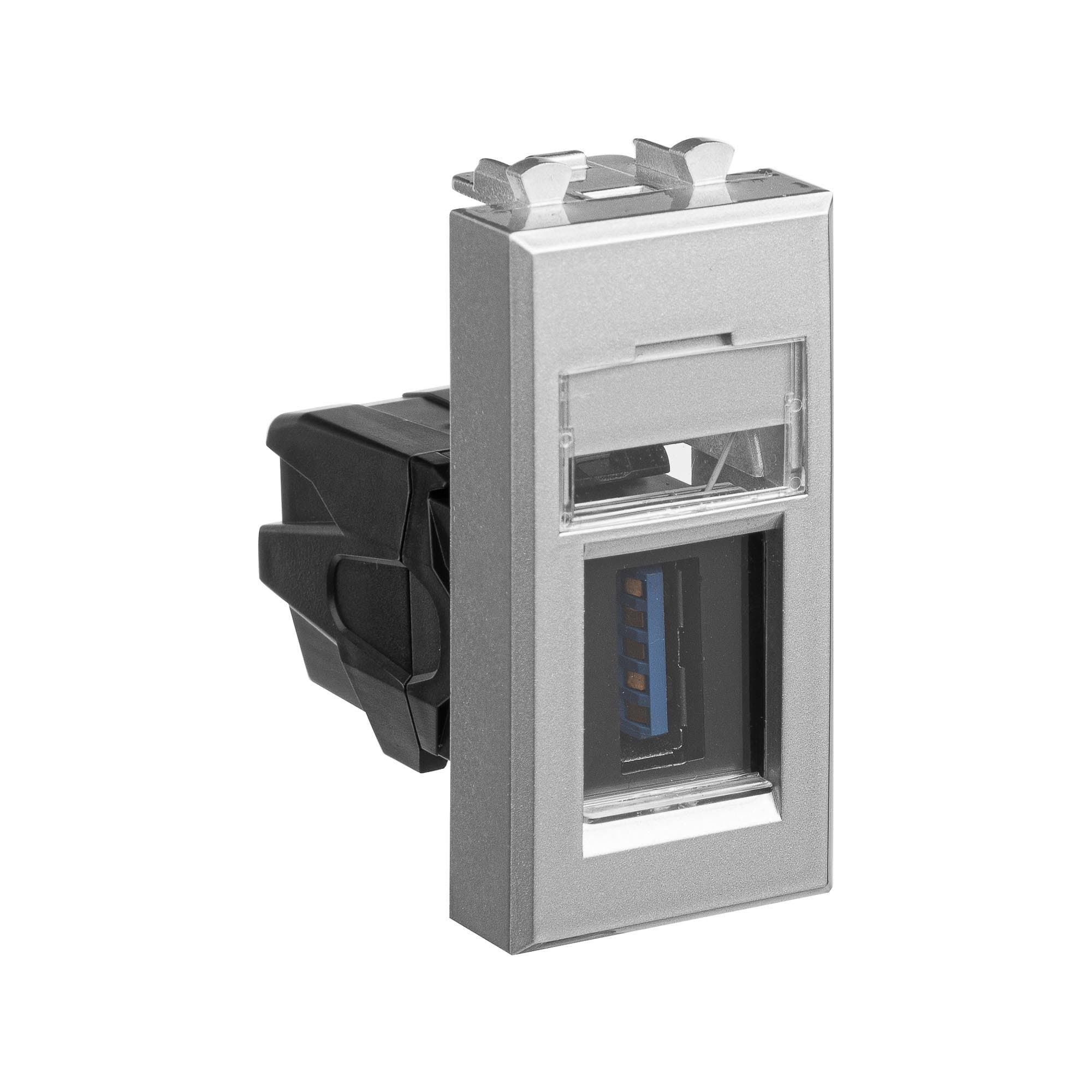 DKC USB 3.0 розетка модульная, тип А-А, "Avanti", "Закаленная сталь", 1модуль — миниатюра 2