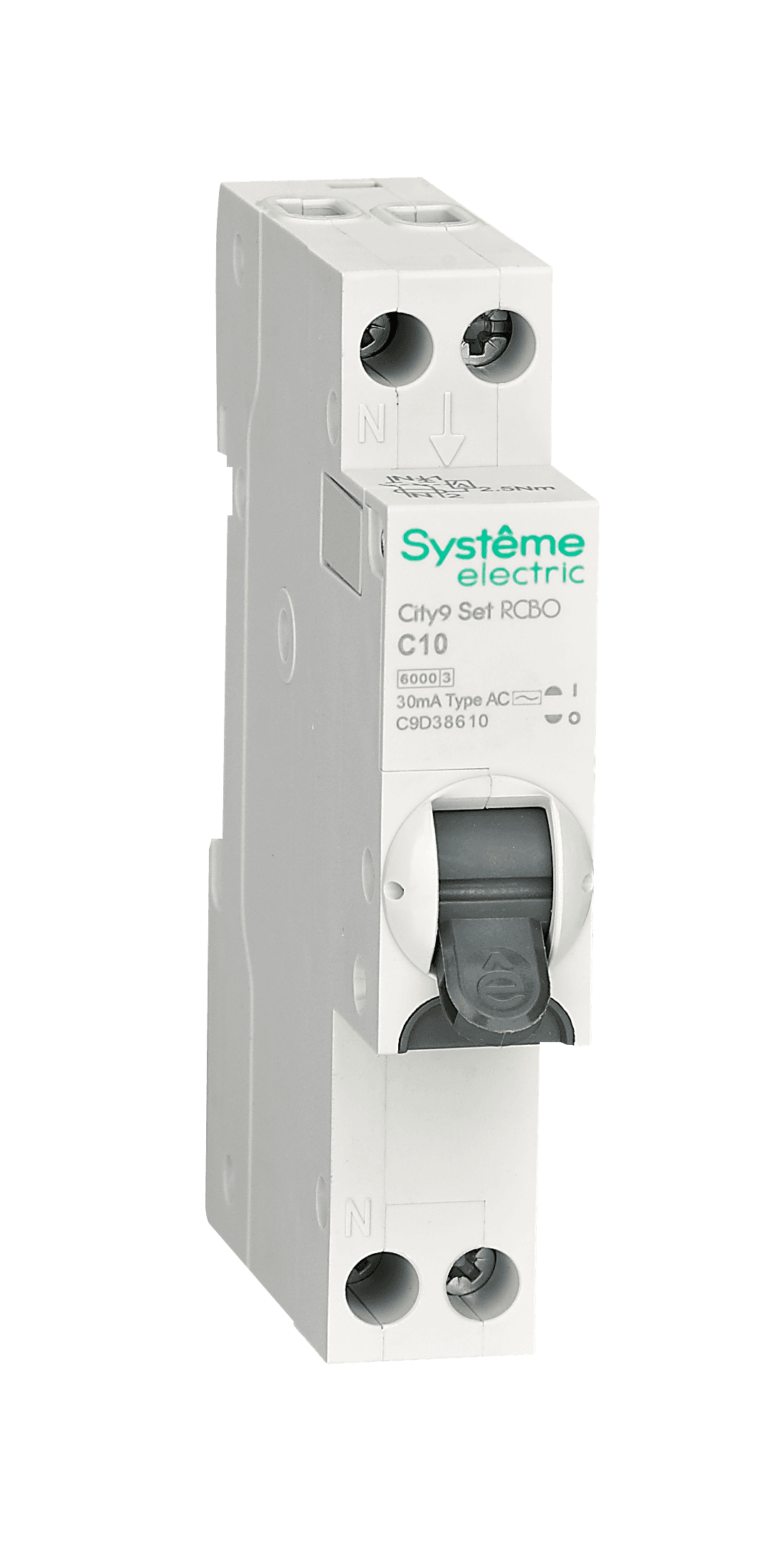 Systeme Electric City9 АВДТ 1П+Н C10 6000A 30мА AC 18мм