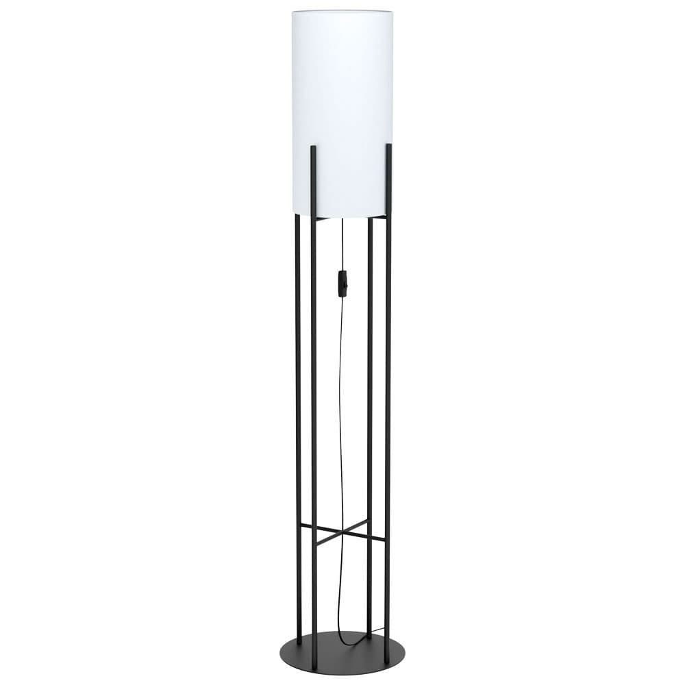 Eglo 43141 Торшер GLASTONBURY, 1х60W (E27), 240, H1510, основа 300, сталь, черный/текстиль, белый