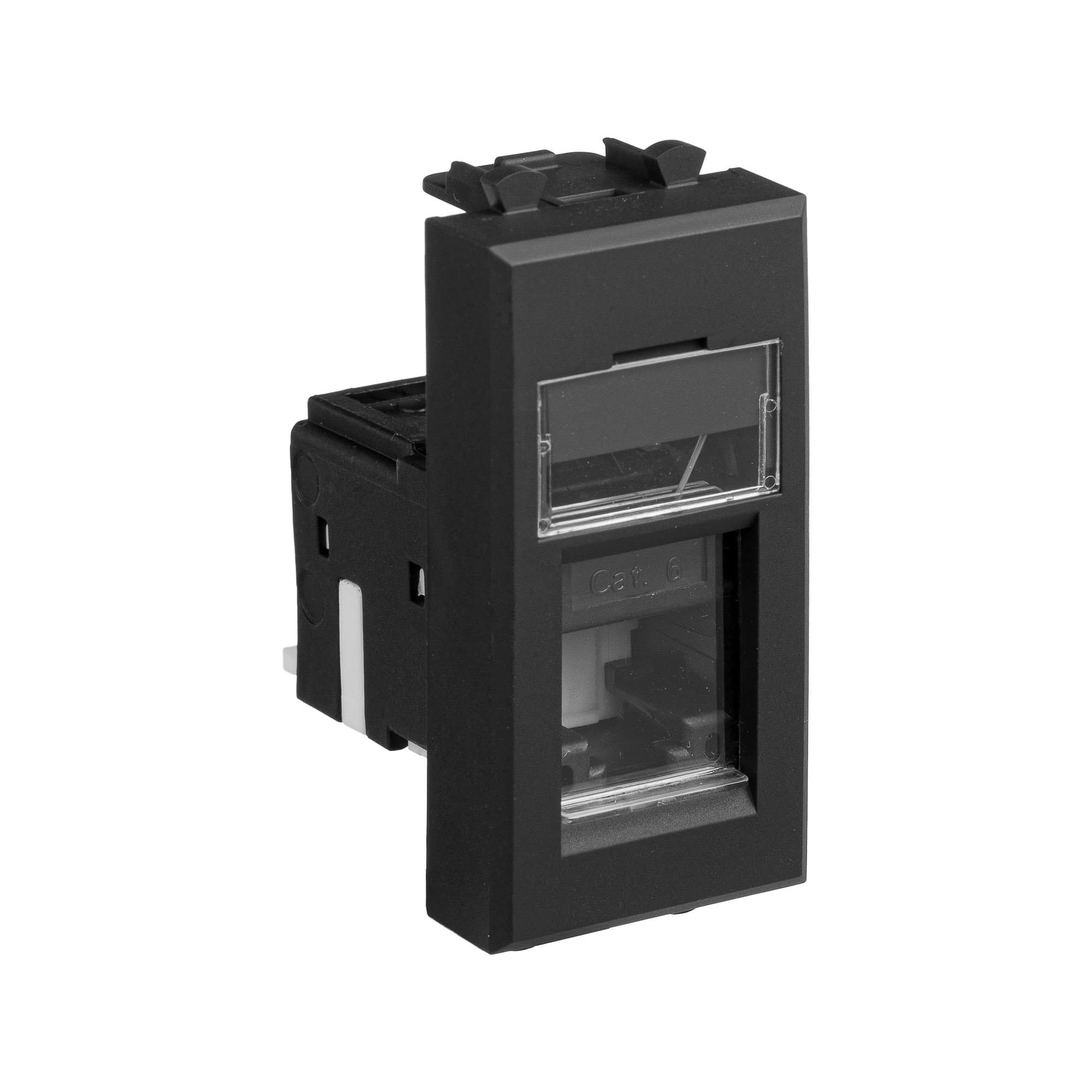 DKC Компьютерная розетка RJ-45 модульная, кат.6, "Avanti", "Черный матовый", 1 модуль — миниатюра 2