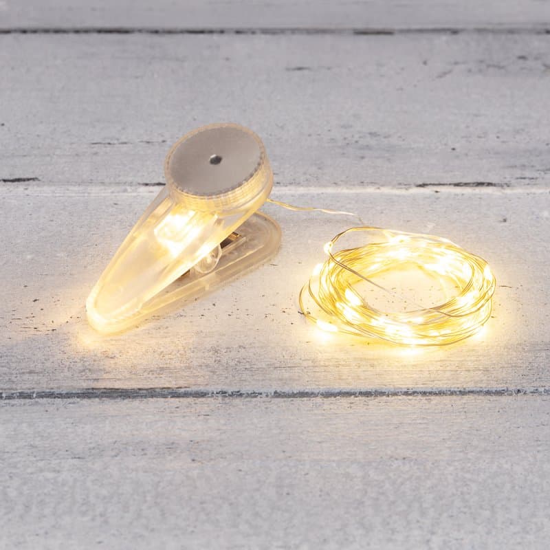 NEON-NIGHT Гирлянда «Роса» с прищепкой 3 м, 30 LED, теплое белое свечение, 2хCR2032 в комплекте 302-016