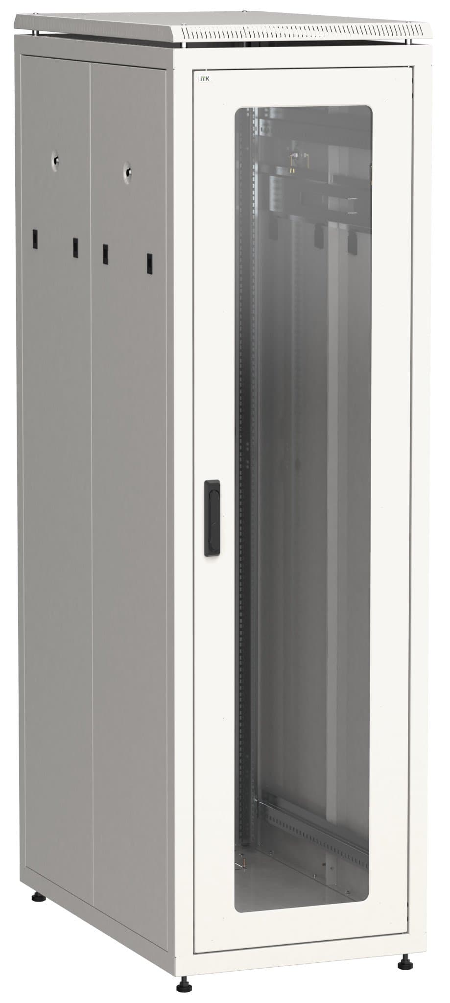 IEK LINEA N ITK Шкаф сетевой 19" LINEA N 42U 600х1000 мм стеклянная передняя дверь,, задняя перфорированная серый LN35-42U61-GP